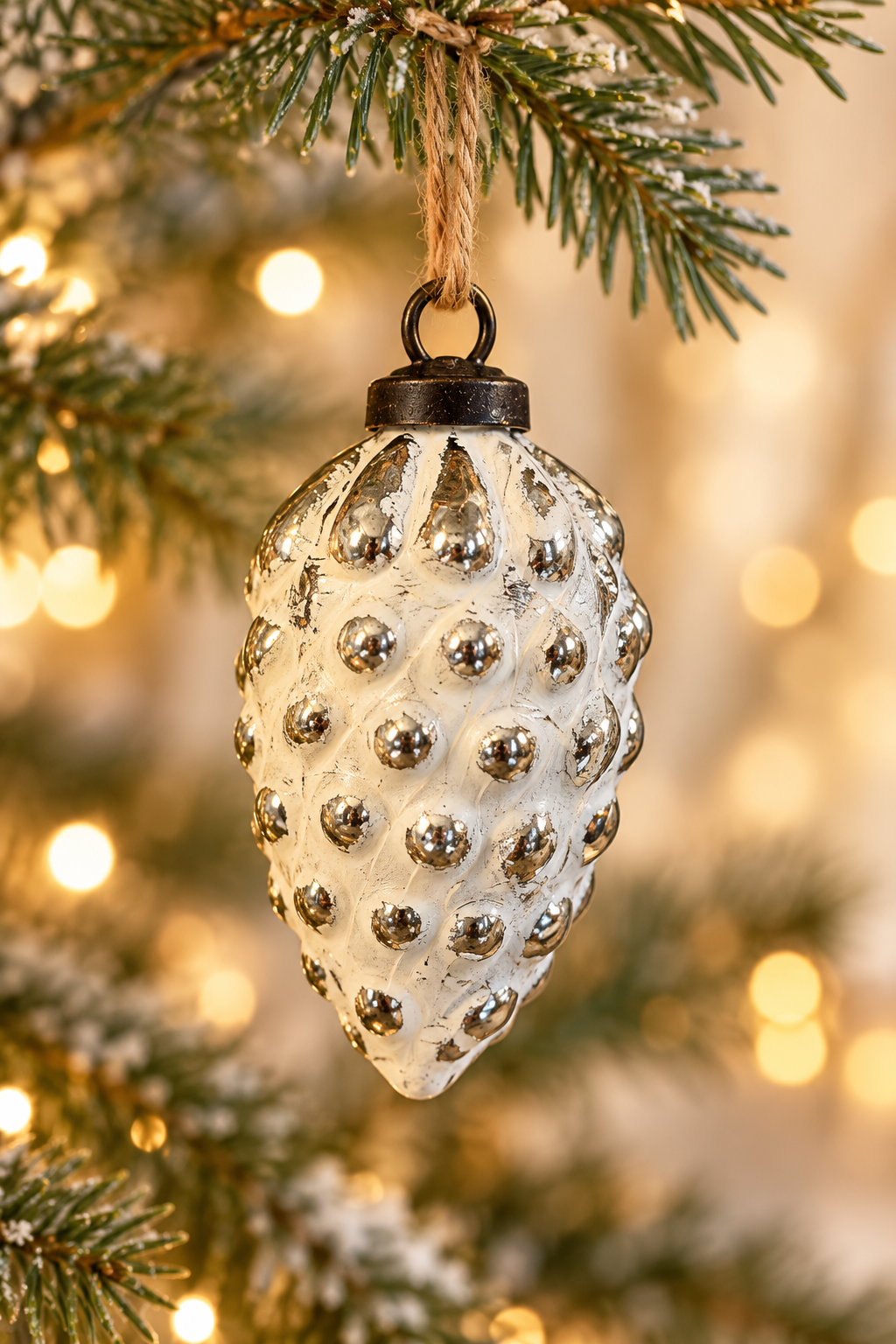 Vintage Elegance Mercury Glass Pinecone Ornaments