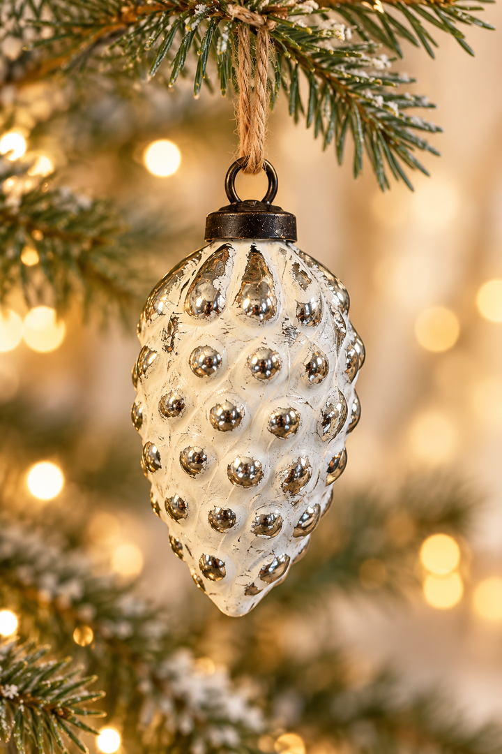 Vintage Elegance Mercury Glass Pinecone Ornaments