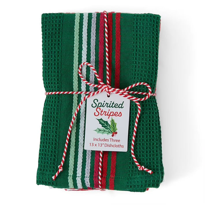 Spirited Stripes Holiday Dishcloth Set