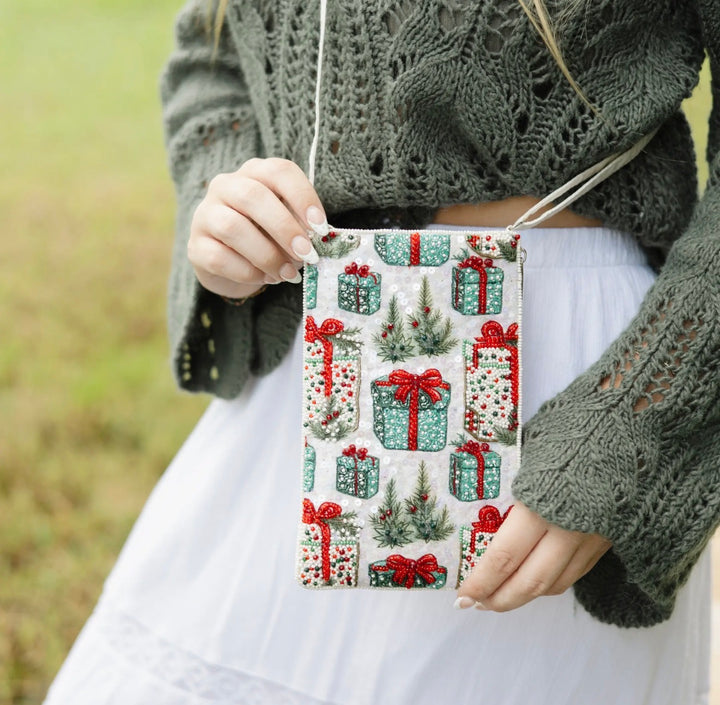 Christmas Presents Beaded Club Bag