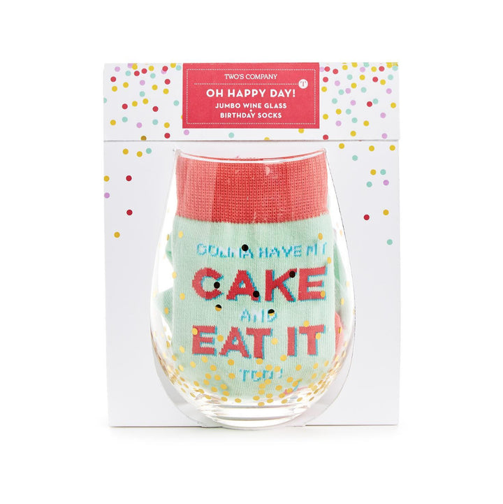 Celebrate Big Jumbo Wine Glass & Socks Gift Set
