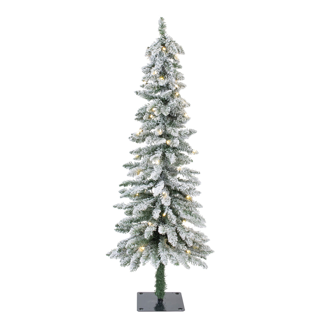Snowfall Pre-Lit Flocked Alpine Christmas Tree