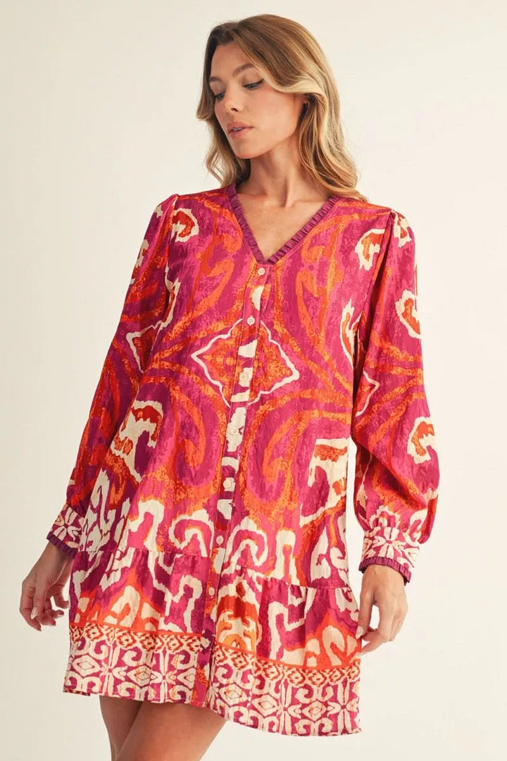 Sunset Kaleidoscope Tiered Dress