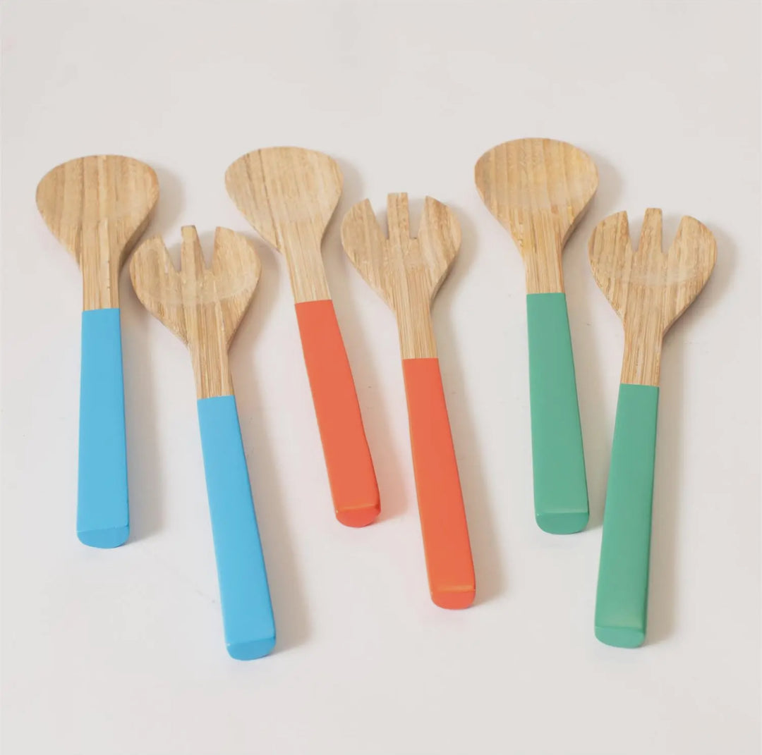 Color Dip Bamboo Salad Server Set