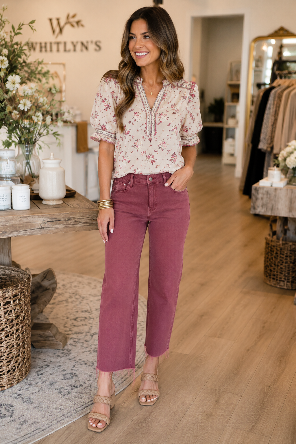 Cranberry Ease Tummy Control Ankle Jeans