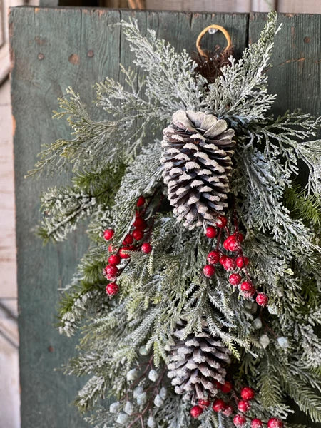 Frosted Berry & Pinecone Evergreen Swag