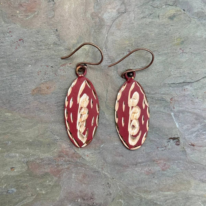 Patina Engraved Copper Earrings