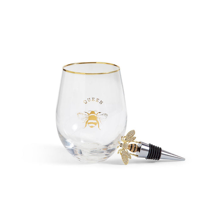 Queen Bee Wine Glass & Stopper