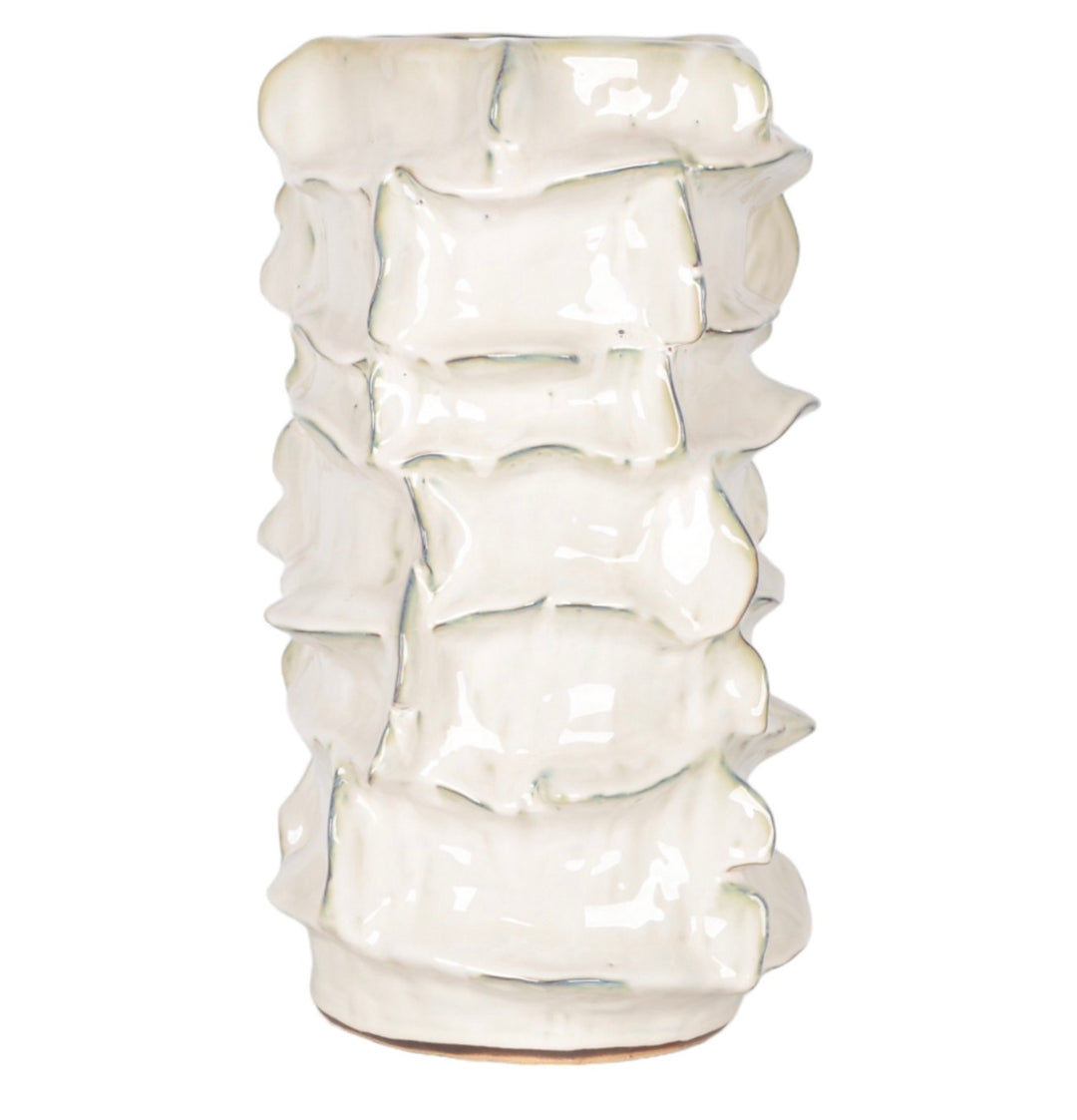Textured Ivory Ceramic Accent Vase
