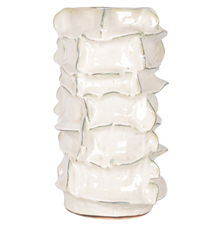 Textured Ivory Ceramic Accent Vase