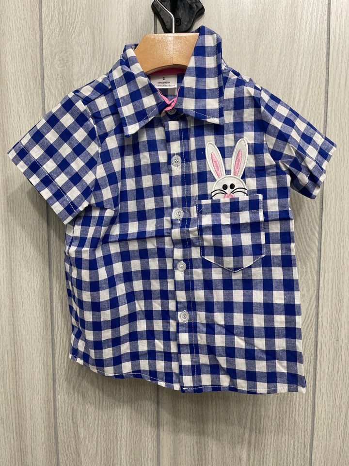 Plaid Rabbit Button Up - Kids