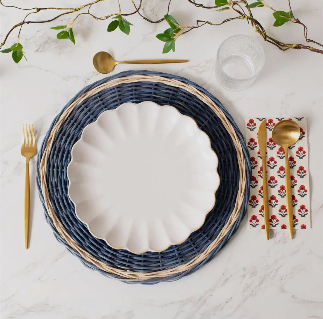 Blue Rattan Charger