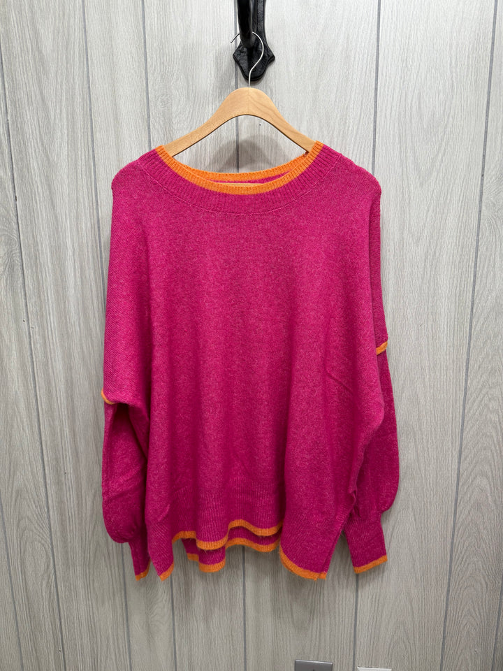 Sunset Trim Fuchsia Sweater