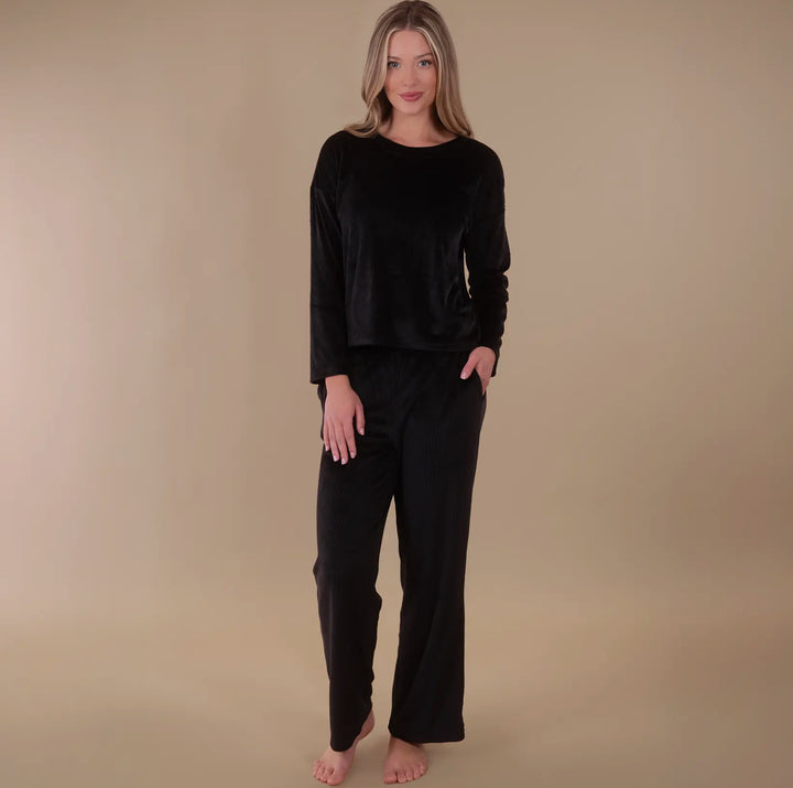 Soft Rib Lounge Pants – Black