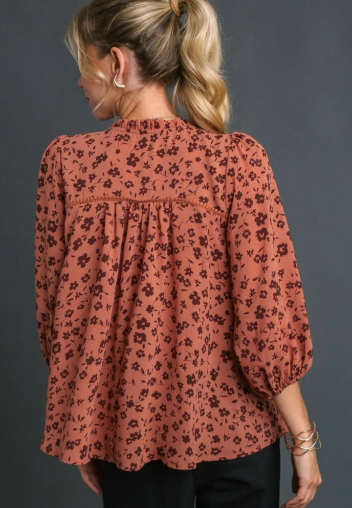 Rust Floral Top