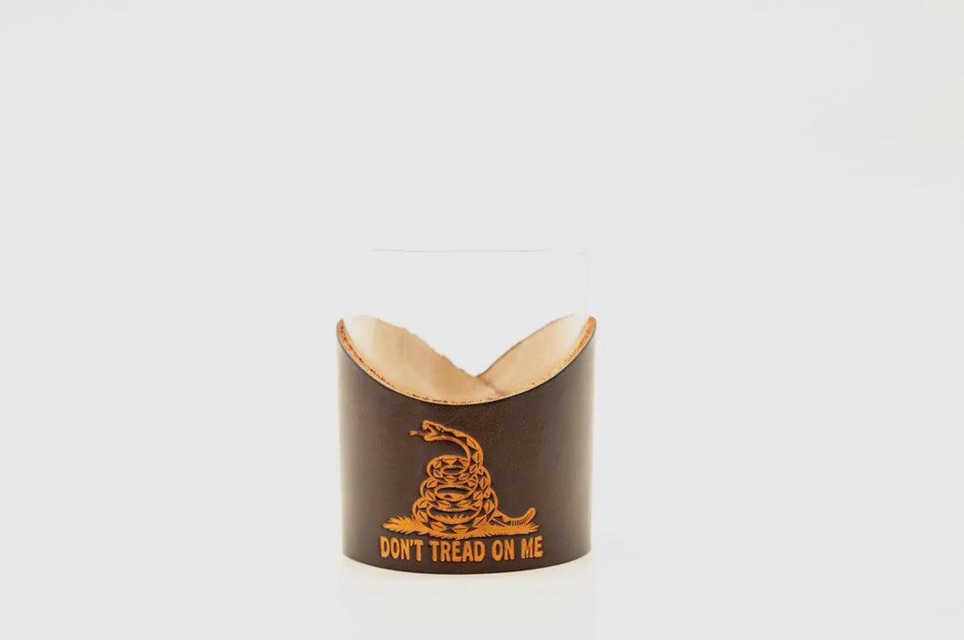 Lowball Glass with Genuine Leather Holder