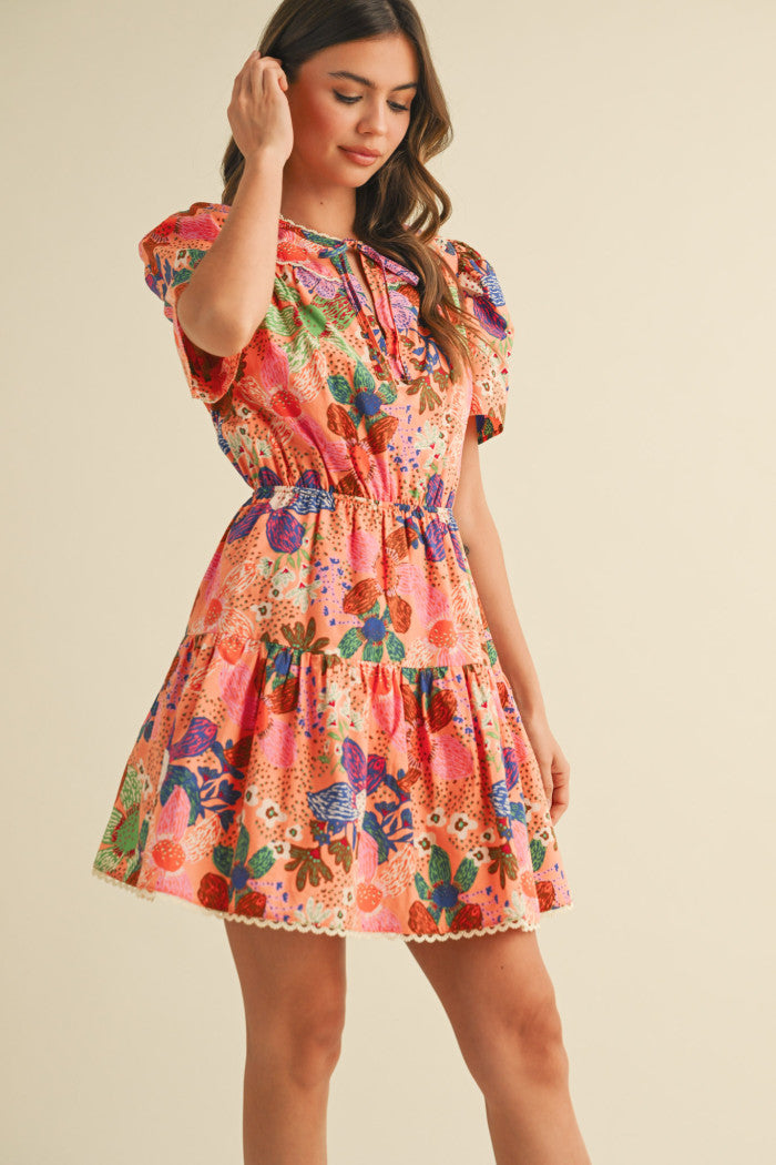 Multi Flower Print Dress