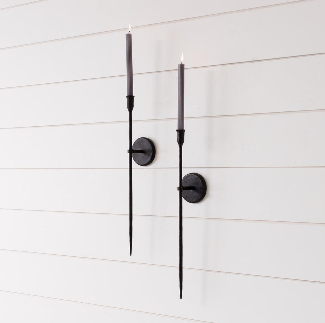 Black Iron Taper Candle Wall Sconce