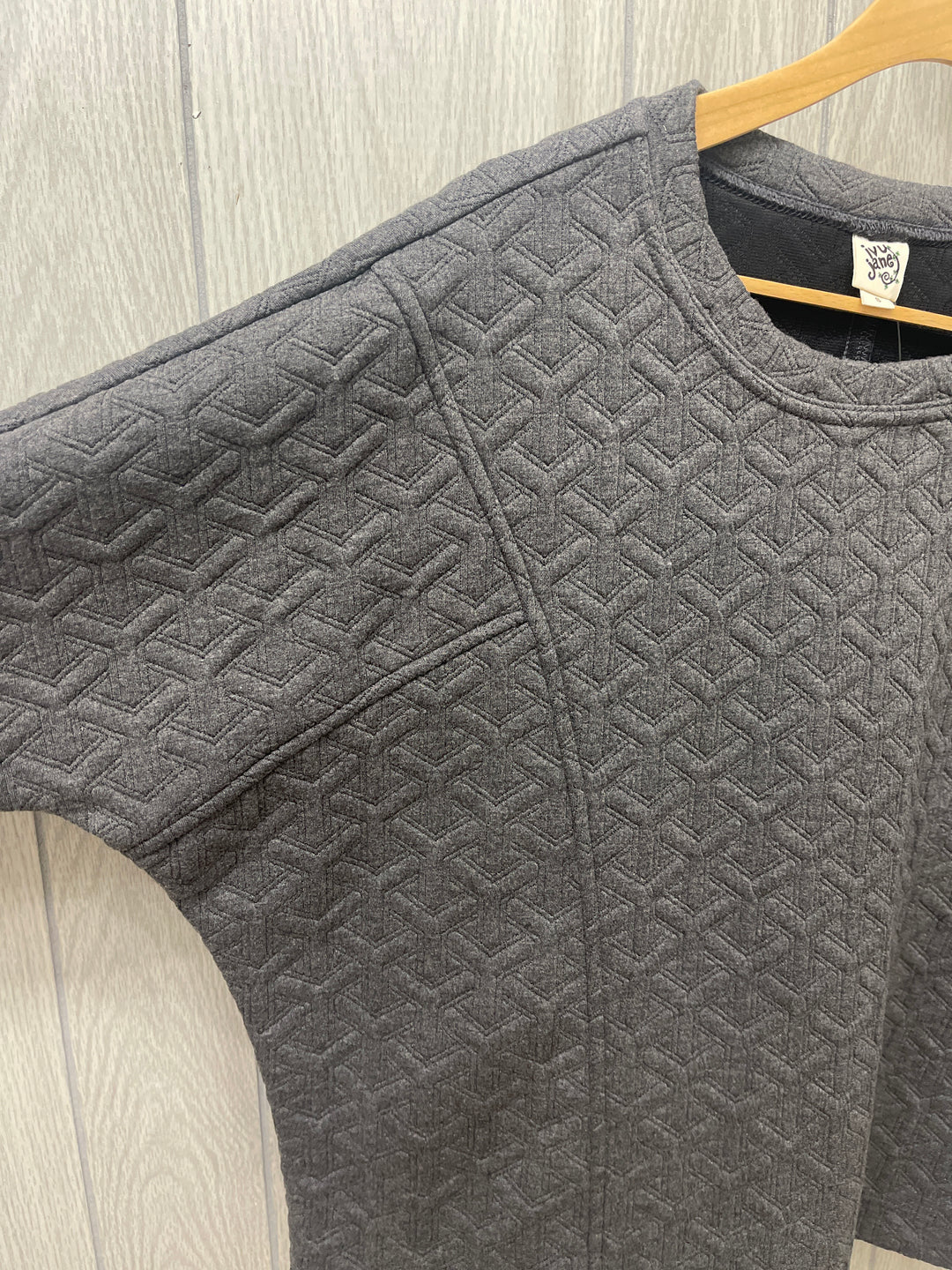 Gray Quilted Knit Top