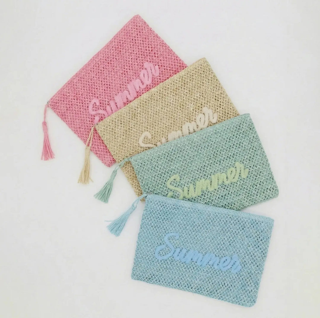 Summer Script Woven Zip Pouch