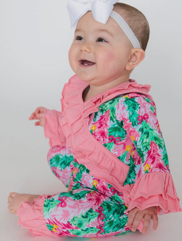 Candy Cane Forest Ruffle Romper
