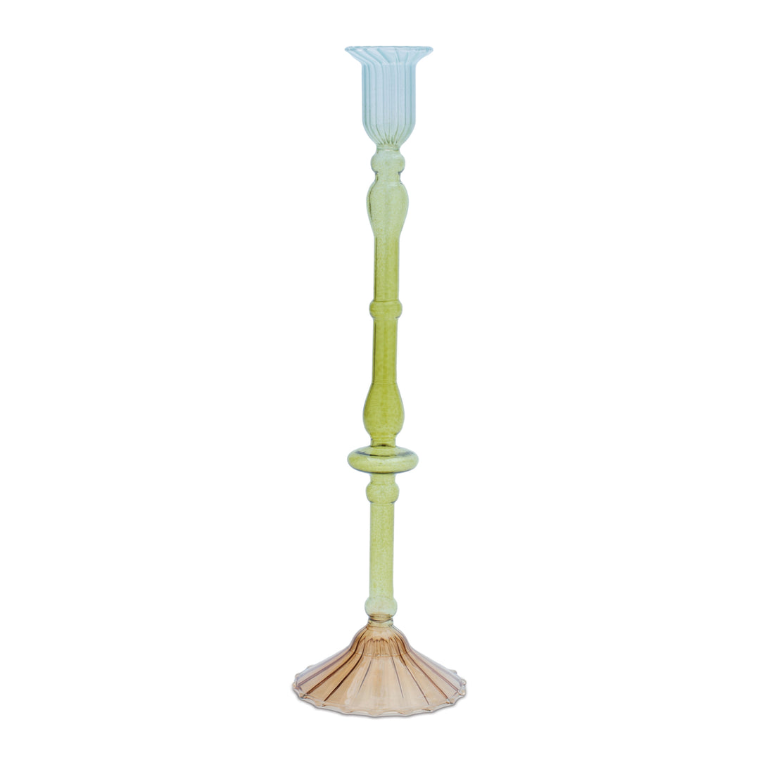 Pastel Prism Glass Candle Holder Set