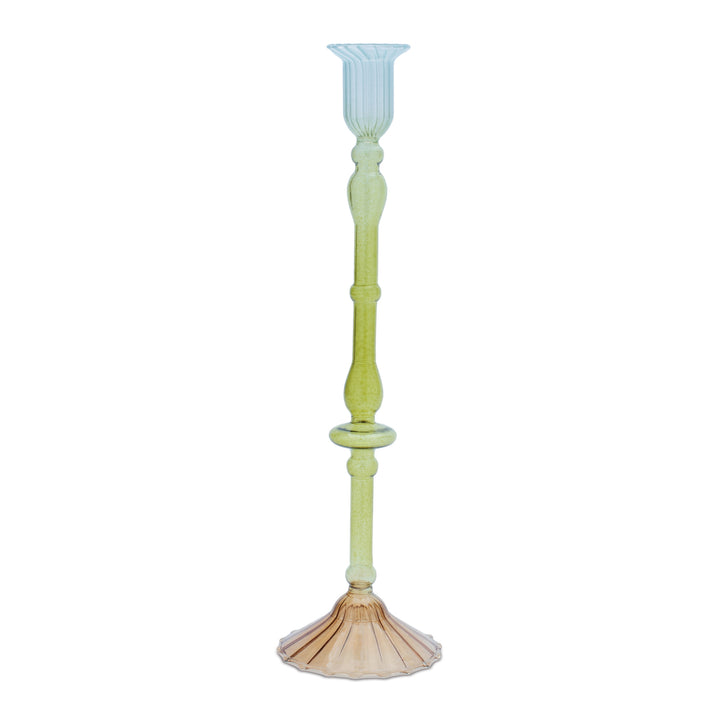 Pastel Prism Glass Candle Holder Set