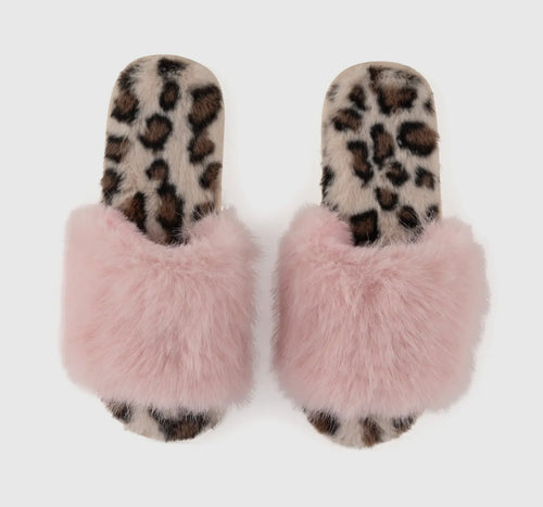 Fuzzy Slide On Slippers