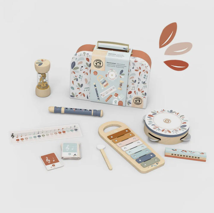 Wooden Musical Instrument Set in Carrying Case