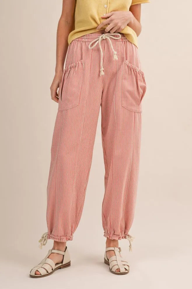 Sunset Stripe Tie-Hem Pants