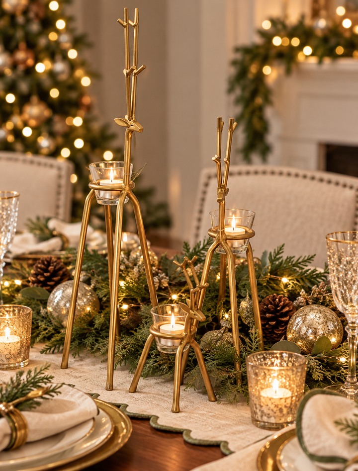 Gold Deer Tealight Holder