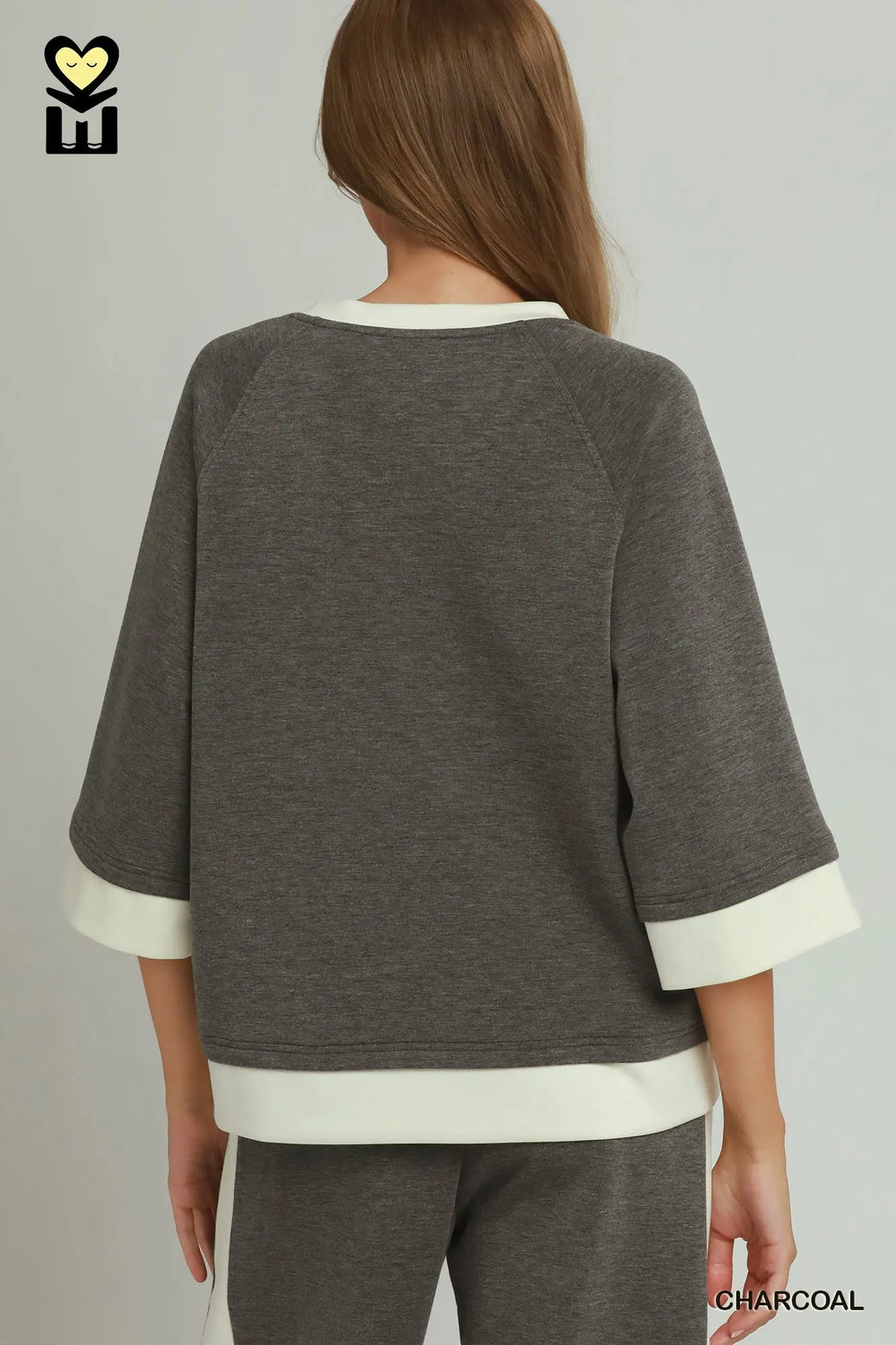 The Haven Contrast Trim Pullover – Charcoal