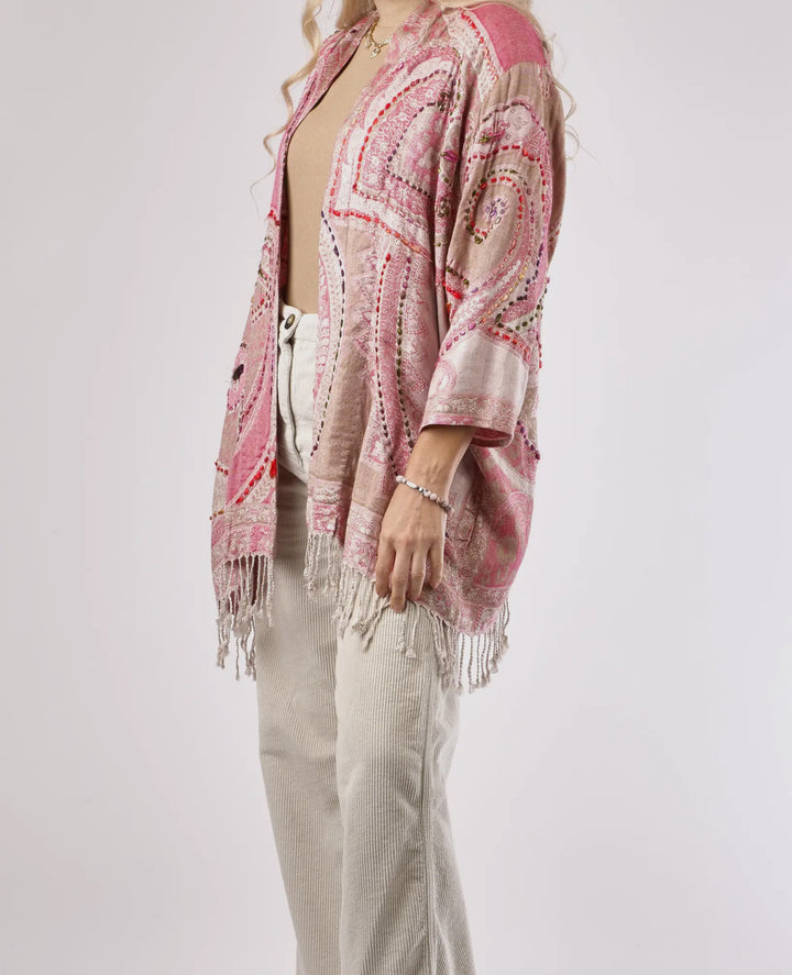 Blush Paisley Fringe Kimono