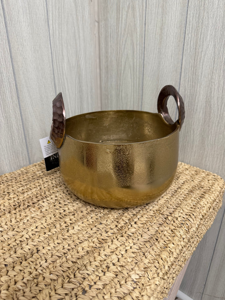 Antique Brass Artisan Handled Bowl