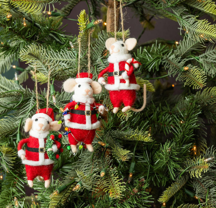 Santa Mouse Christmas Ornaments