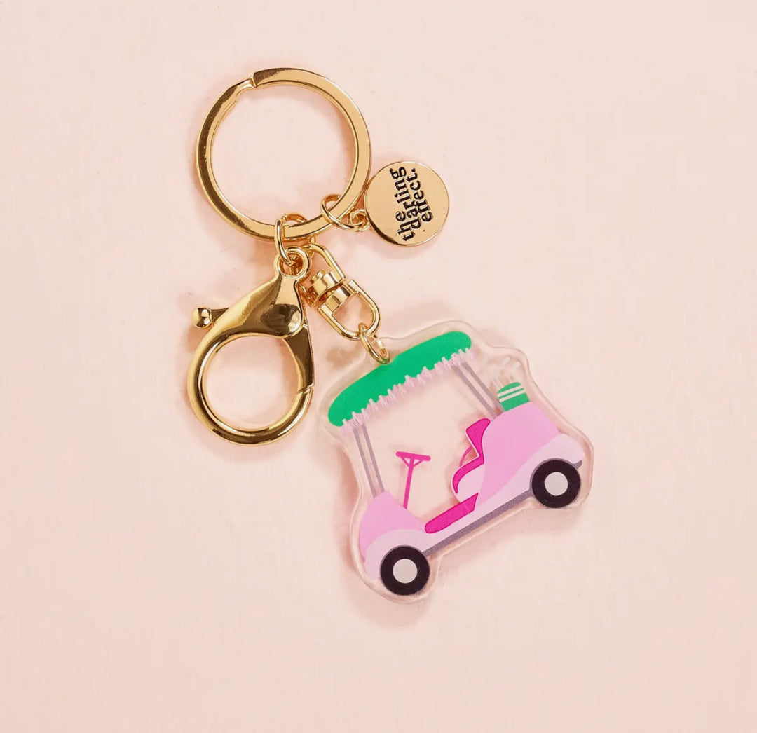 Pink Fairway Cart Keychain