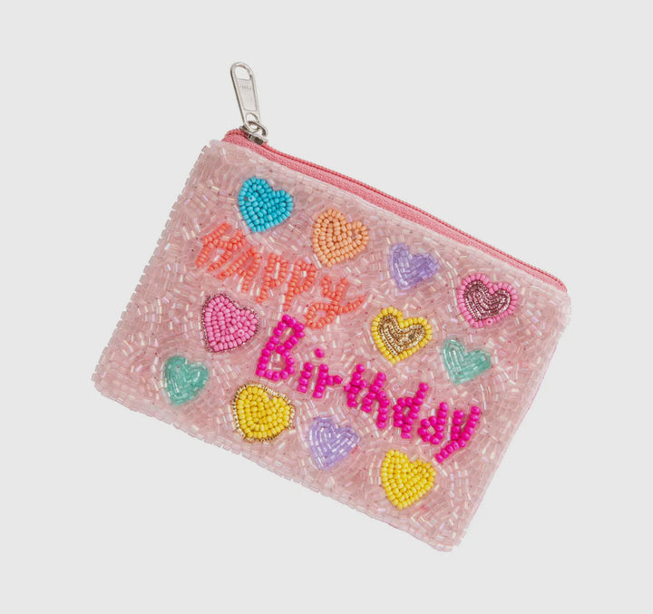 Beaded “Happy Birthday” Coin Pouch