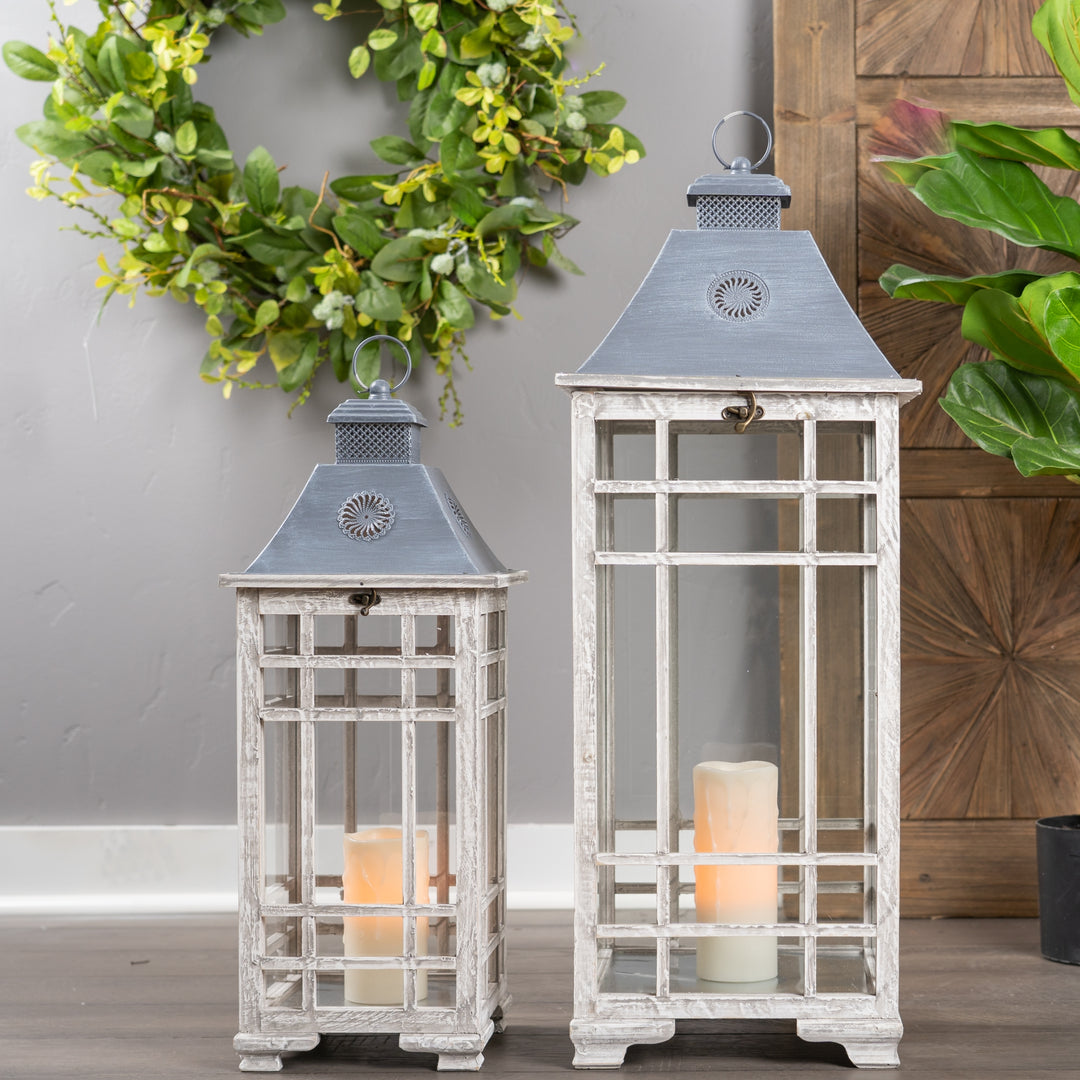 Whitewashed Haven Lantern Set