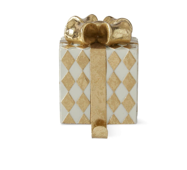 Golden Harlequin Christmas Present Stocking Holder