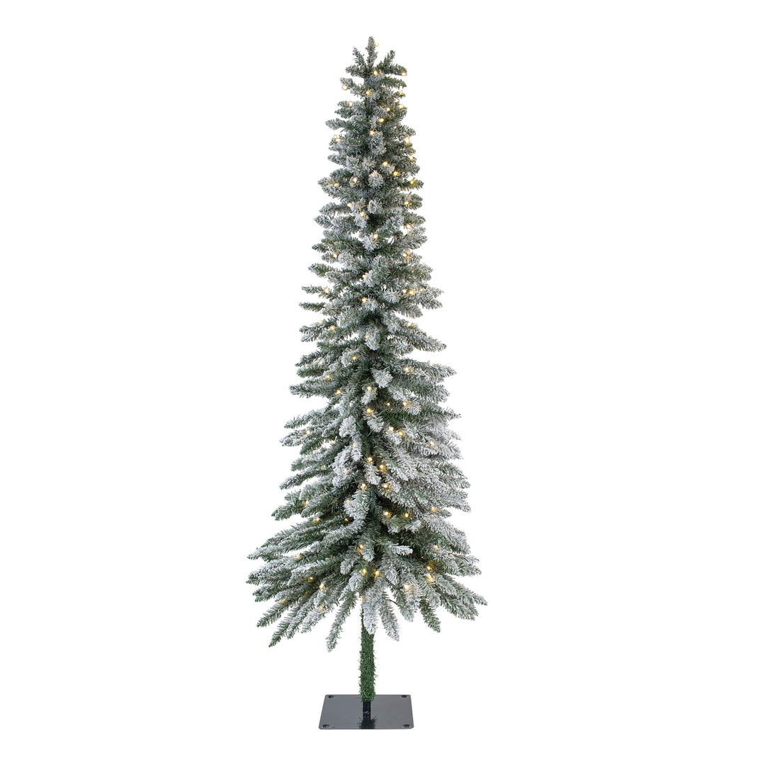 Snowfall Pre-Lit Flocked Alpine Christmas Tree