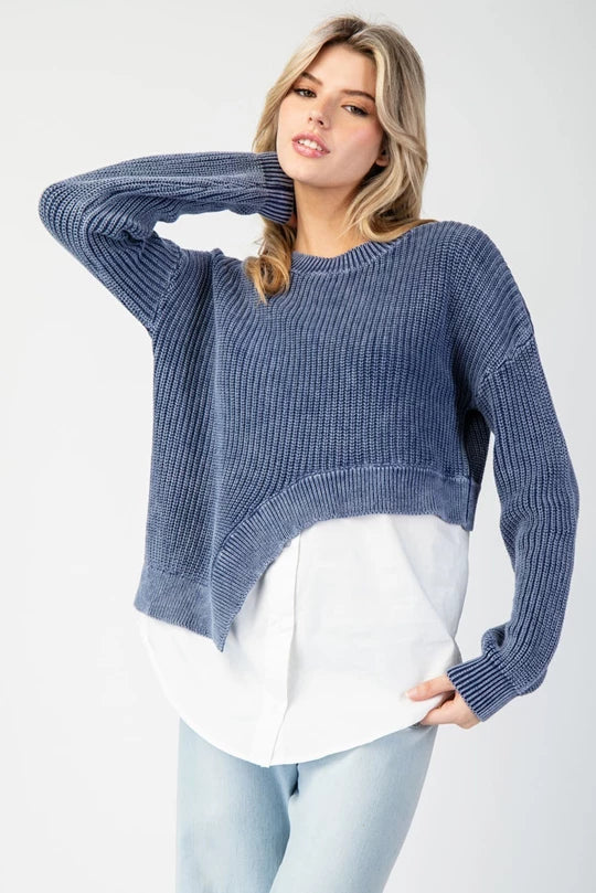 Blue Skies Layered Knit Top