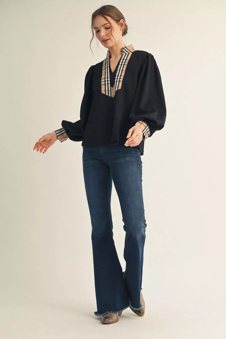 Kensington Check Trim Blouse
