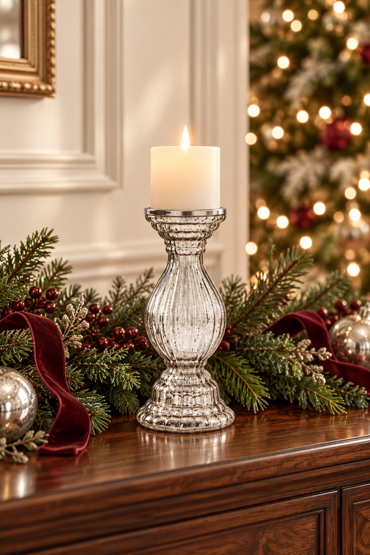 Vintage Elegance Silver Mercury Glass Candle Holders