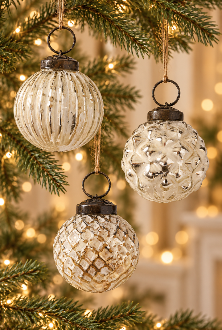 Vintage Elegance Mercury Glass Ornaments
