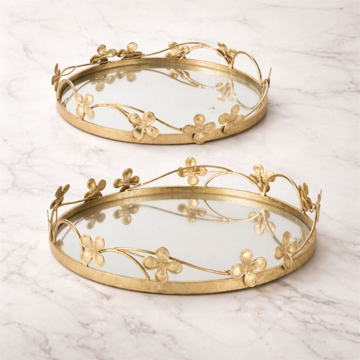 Golden Blossom Mirror Tray