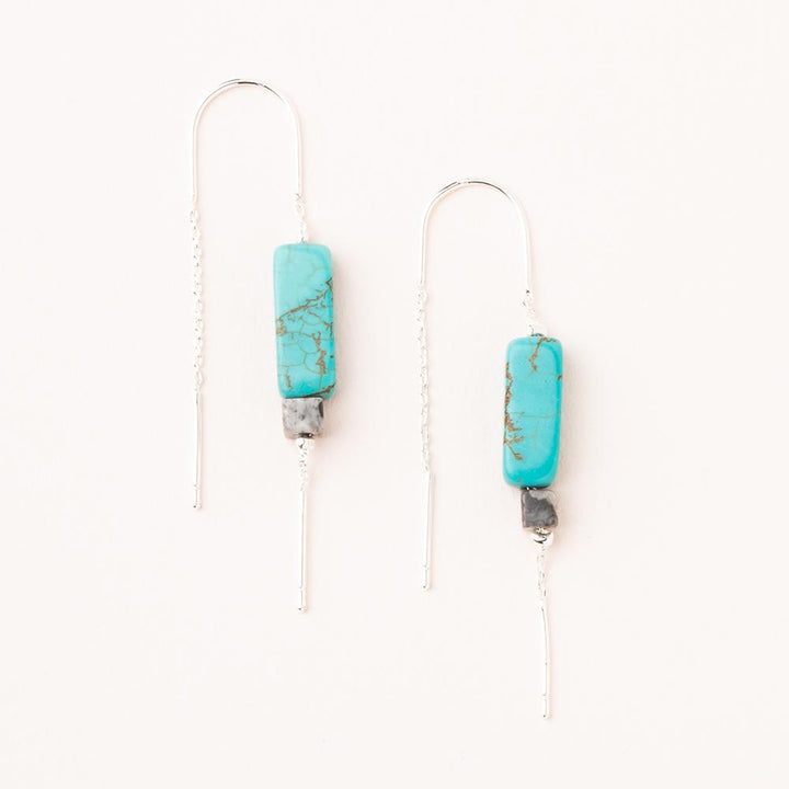 Rectangle Stone Thread Earrings - FINAL SALE