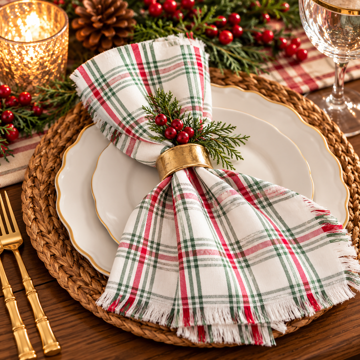 Christmas Traditions Plaid Cloth Napkin