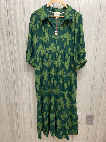 Green Burn Out Midi Dress