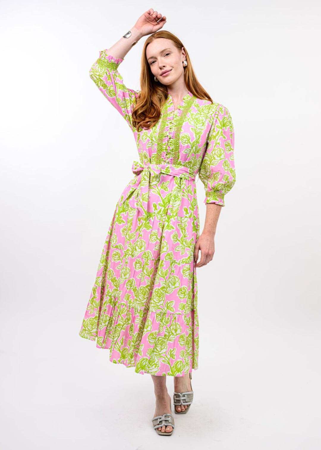 Garden Bloom Tiered Midi Dress
