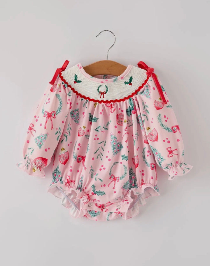 Pink Noel Smocked Bubble